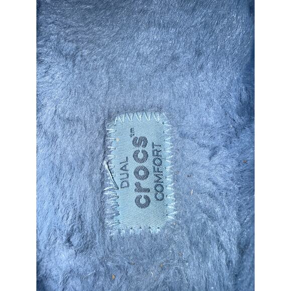 Crocs Blue Calcite Furever Crush Faux Fur Lined Slip On Unisex Shoes M 7/W 9 EUC - Picture 6 of 12